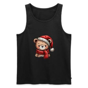Mignon ours de Noël avec chapeau et écharpe - Débardeur bio Premium Homme - noir - Devant - Michal (187cm)