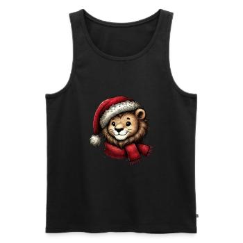 Lion de Noël avec chapeau et écharpe - Débardeur bio Premium Homme - noir - Devant - AI Model Male 178 light (178cm)