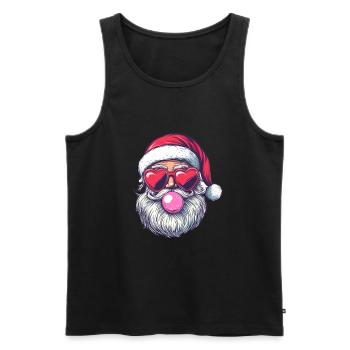 Père Noël drôle avec des lunettes en forme de cœur et du chewing-gum - Débardeur bio Premium Homme - noir - Devant - Michal (187cm)