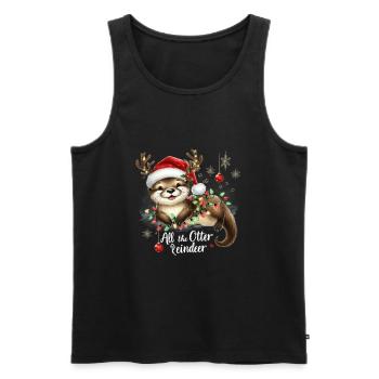 Christmas otter with fairy lights and - Men's Premium Organic Tank Top - black - Front - Michal (187cm)