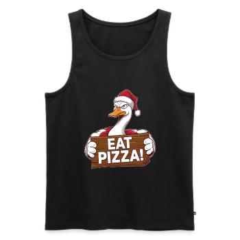 Weihnachtliche Ente Sagt: Eat Pizza - Männer Premium Bio Tank Top - Schwarz - Vorne - Michal (187cm)