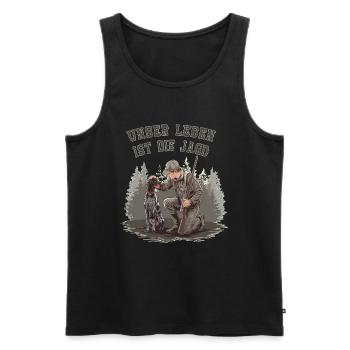 Unser Leben Ist Die Jagd Mit Hund In Der Natur - Männer Premium Bio Tank Top - Schwarz - Vorne - AI Model Male 178 light (178cm)