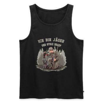 Je suis un chasseur et j’en suis fier - Débardeur bio Premium Homme - noir - Devant - Michal (187cm)