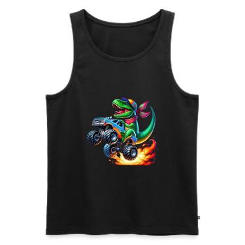 Abenteuerlustiger Dinosaurier Auf Monstertruck - Männer Premium Bio Tank Top - Schwarz - Vorne - Michal (187cm)