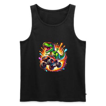 Abenteuerlustiger Dinosaurier Auf Monstertruck - Männer Premium Bio Tank Top - Schwarz - Vorne - Michal (187cm)