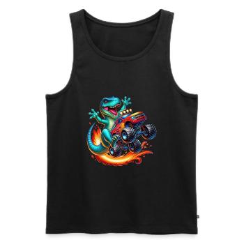 Abenteuerlustiger Dinosaurier Auf Monstertruck - Männer Premium Bio Tank Top - Schwarz - Vorne - Michal (187cm)