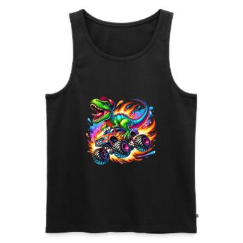 Abenteuerlustiger Dinosaurier Auf Monstertruck - Männer Premium Bio Tank Top - Schwarz - Vorne - AI Model Male 178 light (178cm)
