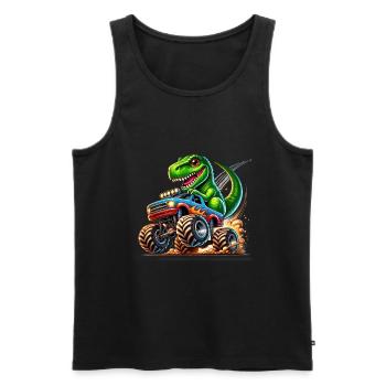 Abenteuerlustiger Dinosaurier Auf Monstertruck - Männer Premium Bio Tank Top - Schwarz - Vorne - Michal (187cm)