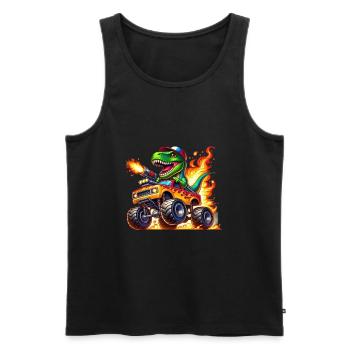 Abenteuerlustiger Dinosaurier Auf Monstertruck - Männer Premium Bio Tank Top - Schwarz - Vorne - Michal (187cm)