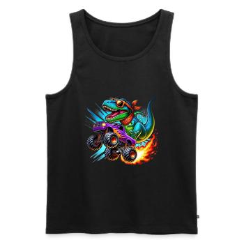 Abenteuerlustiger Dinosaurier Auf Monstertruck - Männer Premium Bio Tank Top - Schwarz - Vorne - Michal (187cm)