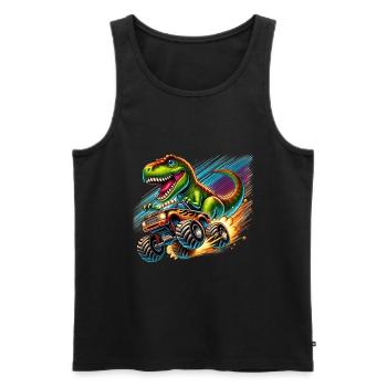 Abenteuerlustiger Dinosaurier Auf Monstertruck - Männer Premium Bio Tank Top - Schwarz - Vorne - Michal (187cm)