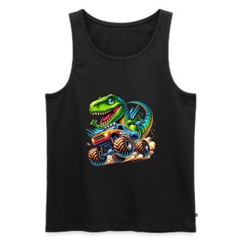 Abenteuerlustiger Dinosaurier Auf Monstertruck - Männer Premium Bio Tank Top - Schwarz - Vorne - Michal (187cm)