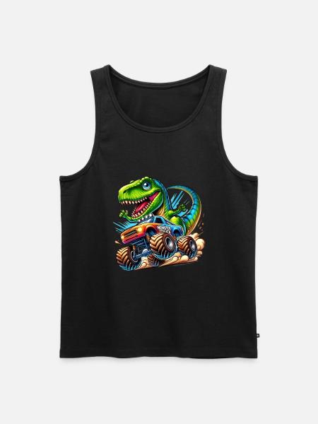 Eventyrlysten dinosaur på monstertruck - Herre Premium økologisk tanktop - sort