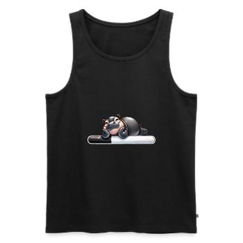 Faules Nilpferd Ladebalken Humor - Männer Premium Bio Tank Top - Schwarz - Vorne - AI Model Male 178 light (178cm)