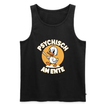 Psychiquement sur la blague humoristique de canard - Débardeur bio Premium Homme - noir - Devant - AI Model Male 178 light (178cm)