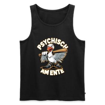 Psychiquement sur la blague humoristique de canard - Débardeur bio Premium Homme - noir - Devant - AI Model Male 178 light (178cm)