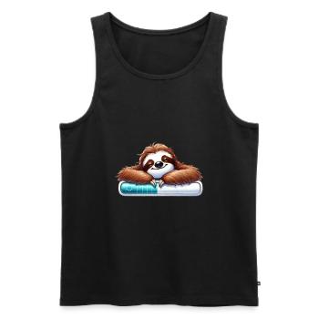 Entspannter Faultier-Ladebalken - Männer Premium Bio Tank Top - Schwarz - Vorne - Michal (187cm)