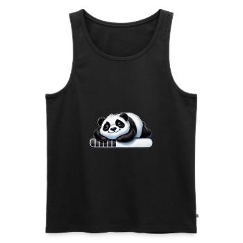 Cute panda sleeping on loading bar - Men's Premium Organic Tank Top - black - Front - AI Model Male 178 light (178cm)