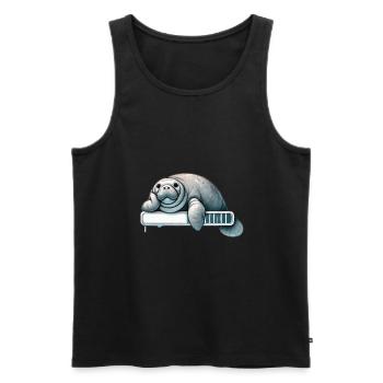 Gemütliches Faultier-Manati Auf Ladebalken - Männer Premium Bio Tank Top - Schwarz - Vorne - AI Model Male 178 light (178cm)