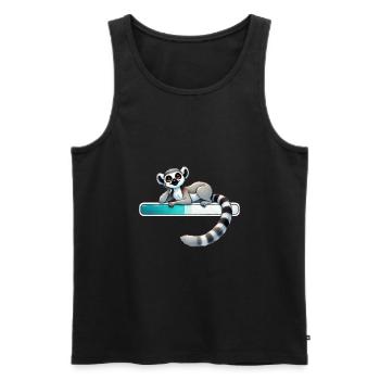 Cute lemur with loading bar illustration - Men's Premium Organic Tank Top - black - Front - AI Model Male 178 light (178cm)