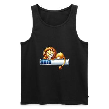 Cute Sleeping Lion on Loading Bar - Men's Premium Organic Tank Top - black - Front - Michal (187cm)