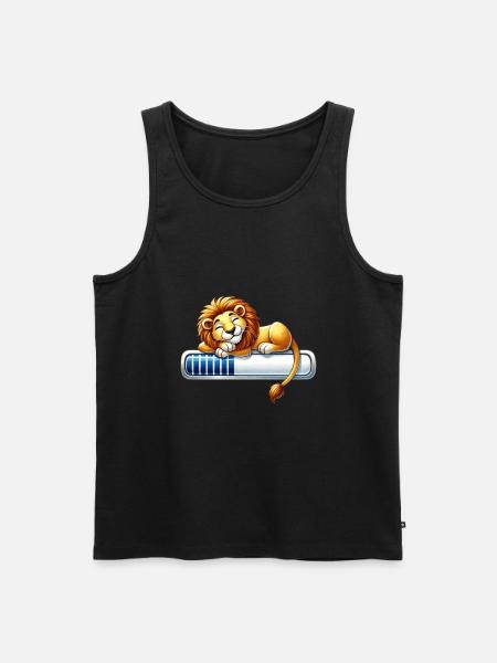 Süßer Schlafender Löwe auf Ladebalken - Männer Premium Bio Tank Top - Schwarz