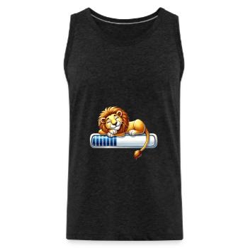 Lion endormi mignon sur la barre de chargement - Débardeur bio Premium Homme - charbon - Devant - Alexander (188cm)