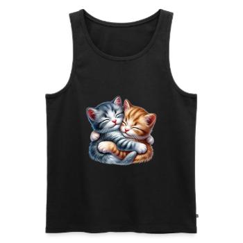 Deux chatons câlins dans une étreinte affectueuse - Débardeur bio Premium Homme - noir - Devant - Michal (187cm)