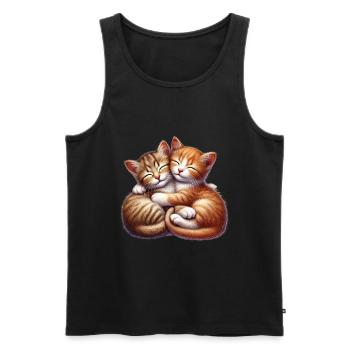 Deux chatons câlins dans une étreinte affectueuse - Débardeur bio Premium Homme - noir - Devant - Michal (187cm)