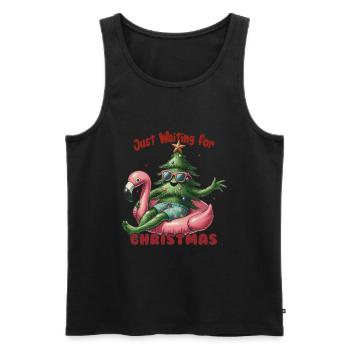 Relaxed waiting for Christmas with flamingo - Men's Premium Organic Tank Top - black - Front - Michal (187cm)