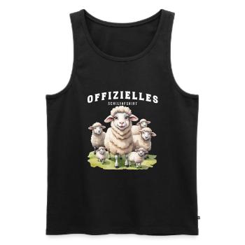 Official (l)afshirt Funny Sheep - Men's Premium Organic Tank Top - black - Front - AI Model Male 178 light (178cm)