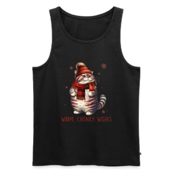 Warm, Chunky Wishes Winter Cat - Men's Premium Organic Tank Top - black - Front - AI Model Male 178 light (178cm)