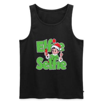 Elfie Selfie Lustiger Weihnachts-Elf - Männer Premium Bio Tank Top - Schwarz - Vorne - AI Model Male 178 light (178cm)