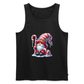 Cute Christmas gnome with candy cane - Men's Premium Organic Tank Top - black - Front - Michal (187cm)