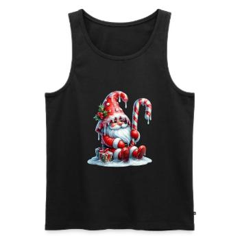 Magic Christmas gnome with candy cane and - Men's Premium Organic Tank Top - black - Front - AI Model Male 178 light (178cm)