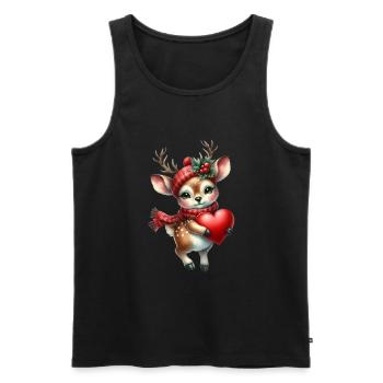 Renne mignon avec cœur pour la période de Noël - Débardeur bio Premium Homme - noir - Devant - Michal (187cm)