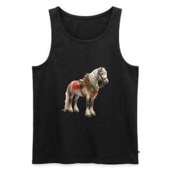 Cheval de Noël avec bride festive - Débardeur bio Premium Homme - noir - Devant - AI Model Male 178 light (178cm)