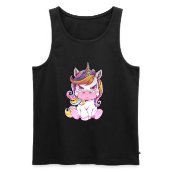 Angry unicorn with rainbow mane - Men's Premium Organic Tank Top - black - Front - Michal (187cm)