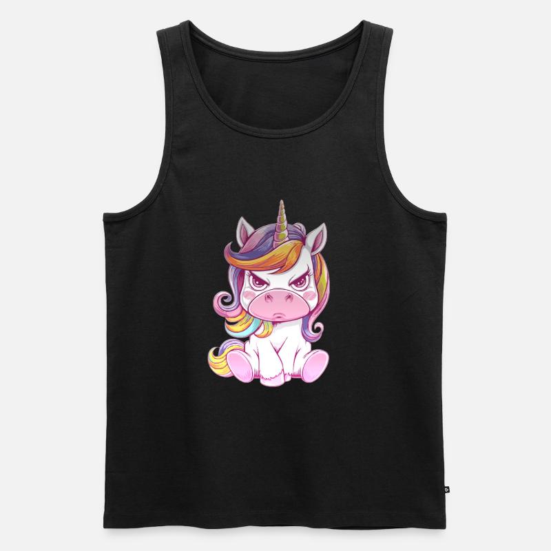 Verärgertes Einhorn Mit Regenbogenmähne - Männer Premium Bio Tank Top - Schwarz