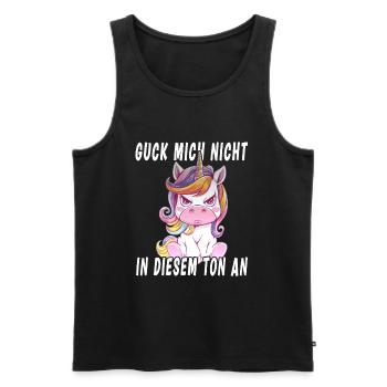 Guck Mich Nicht In Diesem Ton An Einhorn - Männer Premium Bio Tank Top - Schwarz - Vorne - AI Model Male 178 light (178cm)