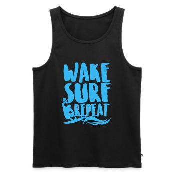 Surfing Wake Surf Repeat - Men's Premium Organic Tank Top - black - Front - Michal (187cm)