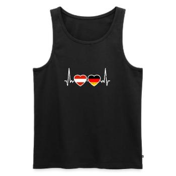 Austria Germany Heartbeat Flag - Men's Premium Organic Tank Top - black - Front - Michal (187cm)