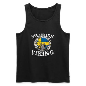 Swedish Viking Schweden Schwedisch Flagge Wikinger - Männer Premium Bio Tank Top - Schwarz - Vorne - Michal (187cm)