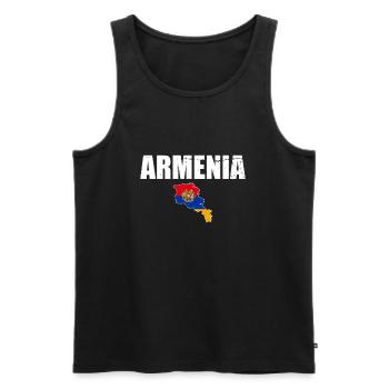 Armenia Vintage Armenien Karte Flagge Armenier - Männer Premium Bio Tank Top - Schwarz - Vorne - Michal (187cm)