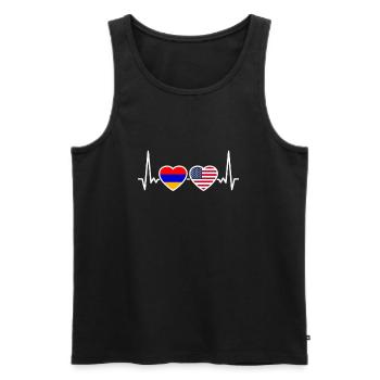 Armenien USA Herzschlag Flagge Armenisch - Männer Premium Bio Tank Top - Schwarz - Vorne - Michal (187cm)