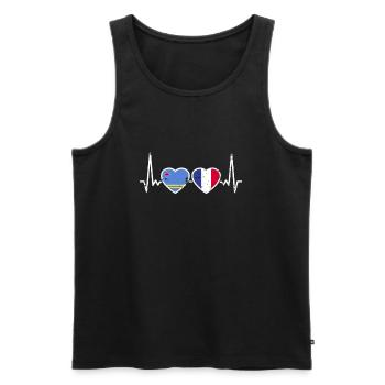 Aruba France Vintage Heartbeat Flag - Men's Premium Organic Tank Top - black - Front - AI Model Male 178 light (178cm)