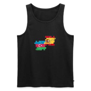Aserbaidschan Spanien Flagge Aserbaidschaner - Männer Premium Bio Tank Top - Schwarz - Vorne - AI Model Male 178 light (178cm)
