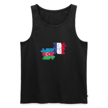 Aserbaidschan Frankreich Vintage Flagge - Männer Premium Bio Tank Top - Schwarz - Vorne - AI Model Male 178 light (178cm)