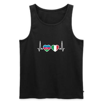 Azerbaïdjan Italie Heartbeat Flag - Débardeur bio Premium Homme - noir - Devant - Michal (187cm)