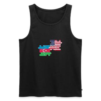 Aserbaidschan USA Flagge Aserbaidschaner - Männer Premium Bio Tank Top - Schwarz - Vorne - AI Model Male 178 light (178cm)